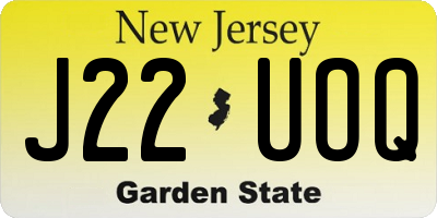 NJ license plate J22UOQ