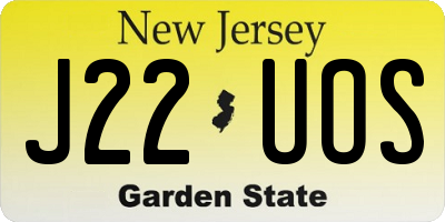 NJ license plate J22UOS