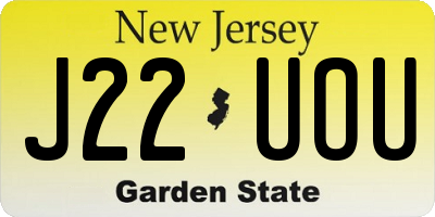 NJ license plate J22UOU