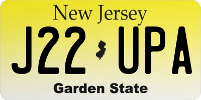 NJ license plate J22UPA