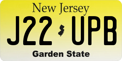 NJ license plate J22UPB