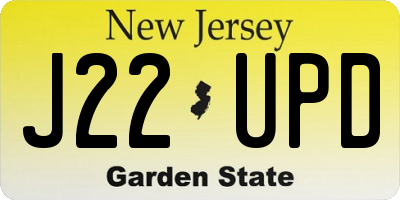 NJ license plate J22UPD