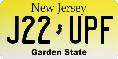 NJ license plate J22UPF