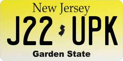 NJ license plate J22UPK