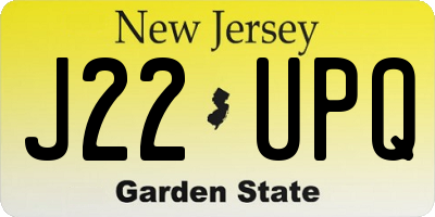 NJ license plate J22UPQ