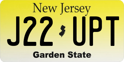 NJ license plate J22UPT