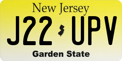NJ license plate J22UPV