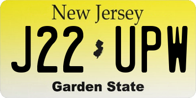 NJ license plate J22UPW