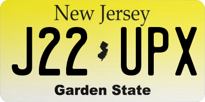 NJ license plate J22UPX