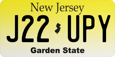 NJ license plate J22UPY
