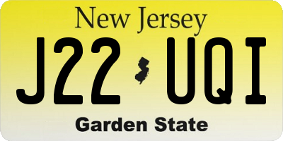 NJ license plate J22UQI