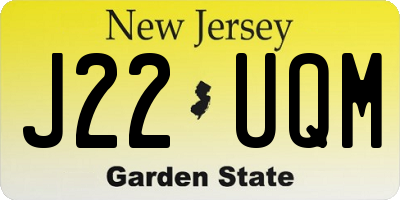 NJ license plate J22UQM