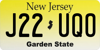NJ license plate J22UQO