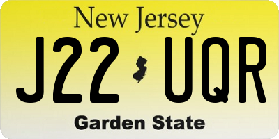 NJ license plate J22UQR