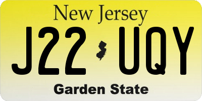 NJ license plate J22UQY