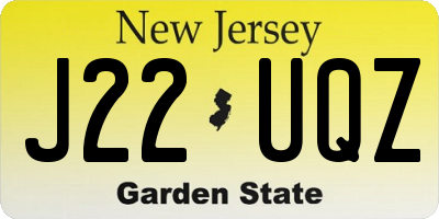 NJ license plate J22UQZ