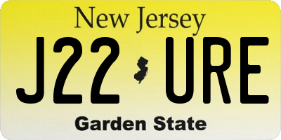 NJ license plate J22URE