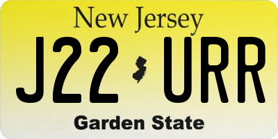 NJ license plate J22URR