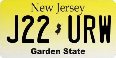NJ license plate J22URW