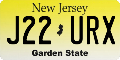 NJ license plate J22URX