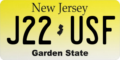 NJ license plate J22USF