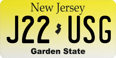 NJ license plate J22USG