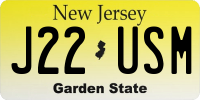 NJ license plate J22USM