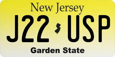 NJ license plate J22USP