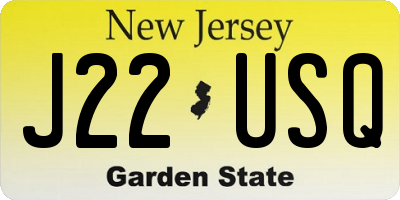 NJ license plate J22USQ