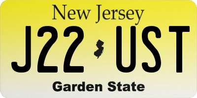 NJ license plate J22UST