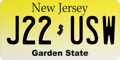 NJ license plate J22USW