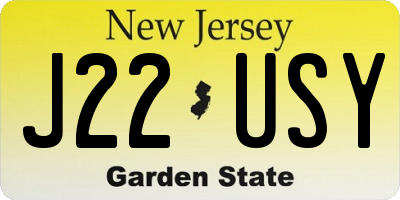NJ license plate J22USY
