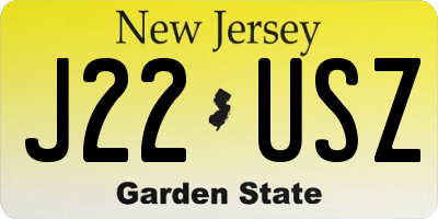 NJ license plate J22USZ