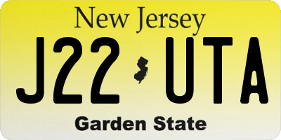 NJ license plate J22UTA