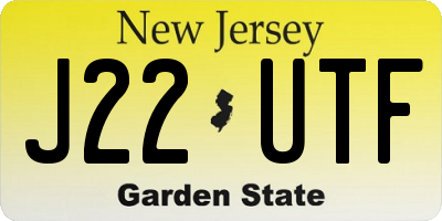 NJ license plate J22UTF