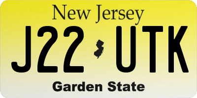 NJ license plate J22UTK