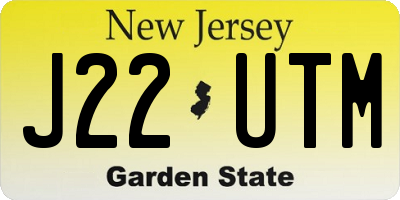 NJ license plate J22UTM