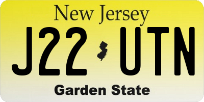NJ license plate J22UTN