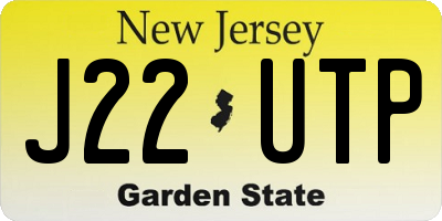 NJ license plate J22UTP