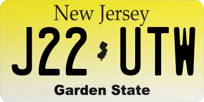 NJ license plate J22UTW