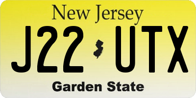NJ license plate J22UTX