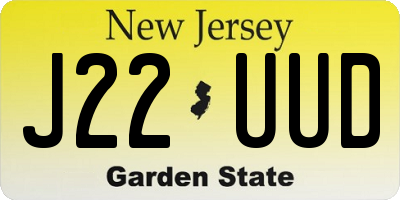 NJ license plate J22UUD