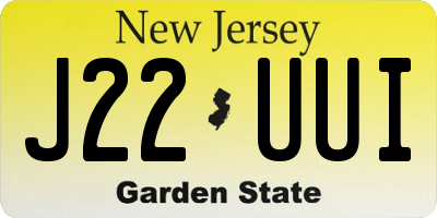 NJ license plate J22UUI