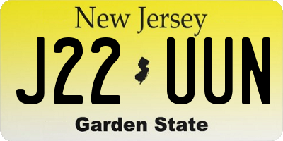 NJ license plate J22UUN