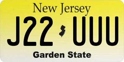 NJ license plate J22UUU
