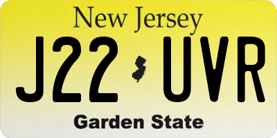 NJ license plate J22UVR