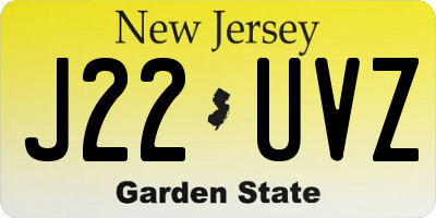 NJ license plate J22UVZ
