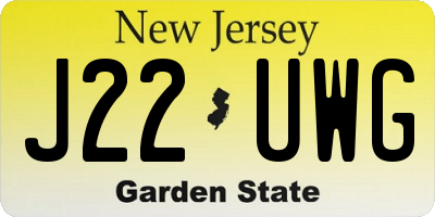 NJ license plate J22UWG