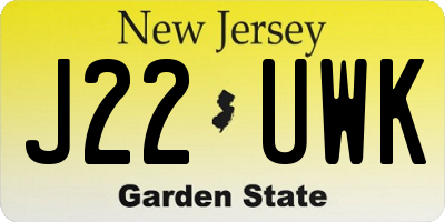 NJ license plate J22UWK