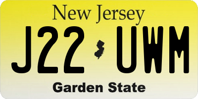 NJ license plate J22UWM